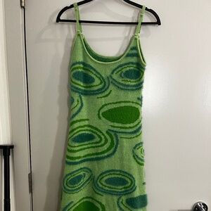 Fuzzy Green Midi Dress